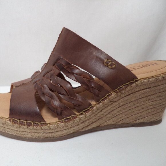 Born Pinal brown Leather wedge espadrille platform sandals slides Size Sz 40.5 9 - Picture 6 of 11